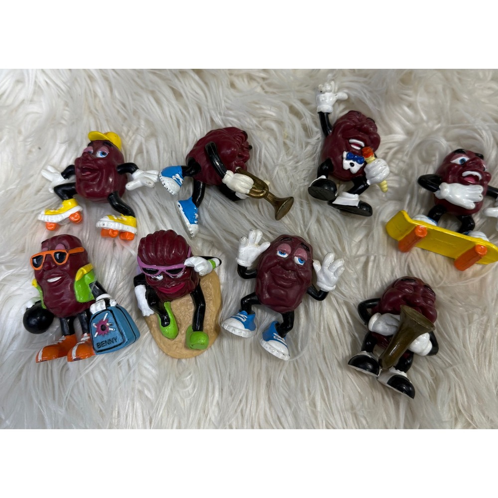 Vintage California Raisins PVC Figures Lot of 8 1980s Retro Advertising Toys